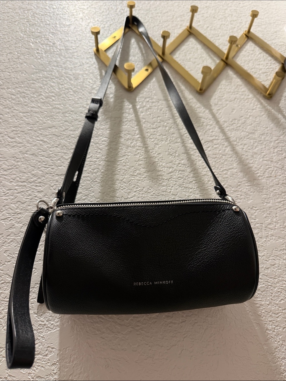 Rebecca Minkoff Black Pebbled Barrel Crossbody